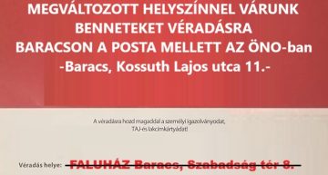 Véradás helyszínváltozással!